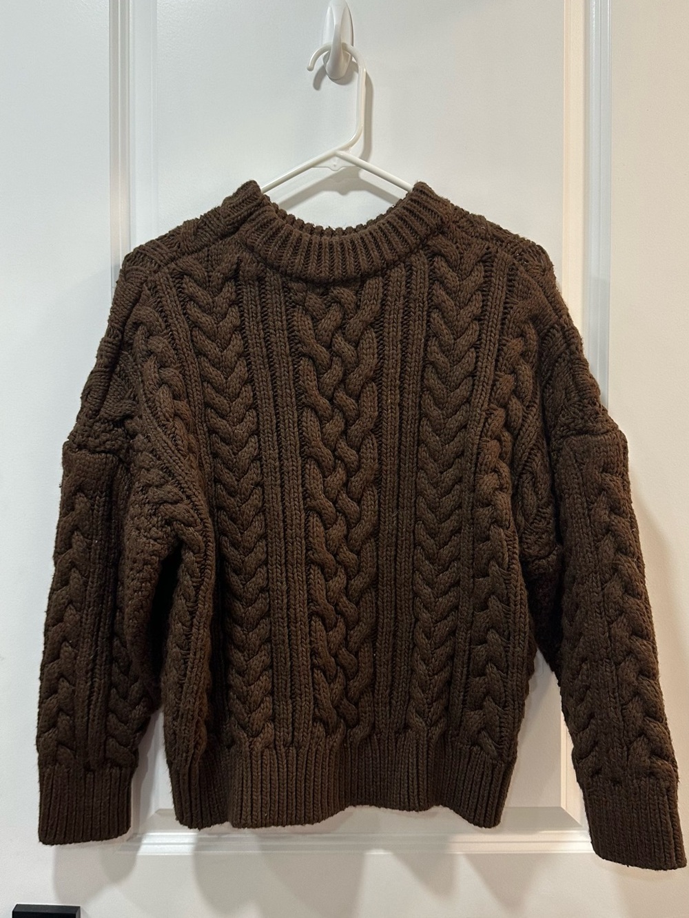 Classic Cable Knit Men’s Sweater - Brown